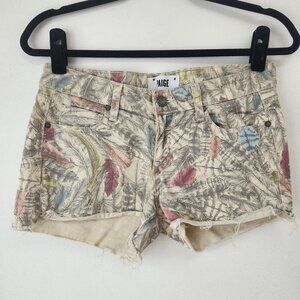 Paige x Liberty London Fabric Feather Beige Denim Cutoff Jean Shorts Women's 26
